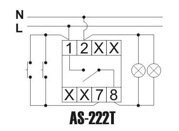Схема подключения лестничного таймера AS-222T