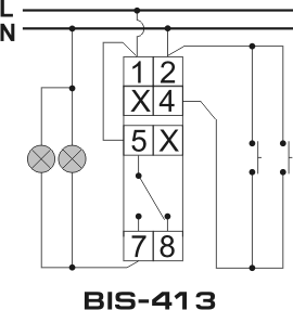 Схема подключения импульсного реле BIS-413