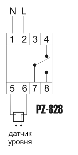 Схема подключения реле контроля уровня PZ-828